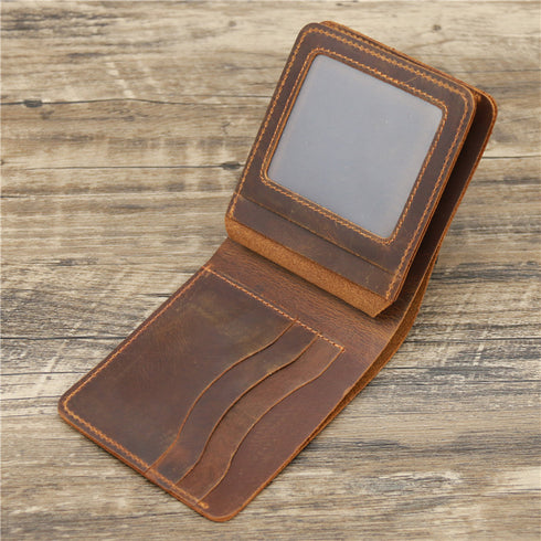 Retro Rough Tri-fold Leather Wallet